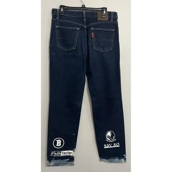Polo Jeans Company Ralph Lauren Women´s 12x31 Saturday Jean Rare Graphic Print Straight Leg